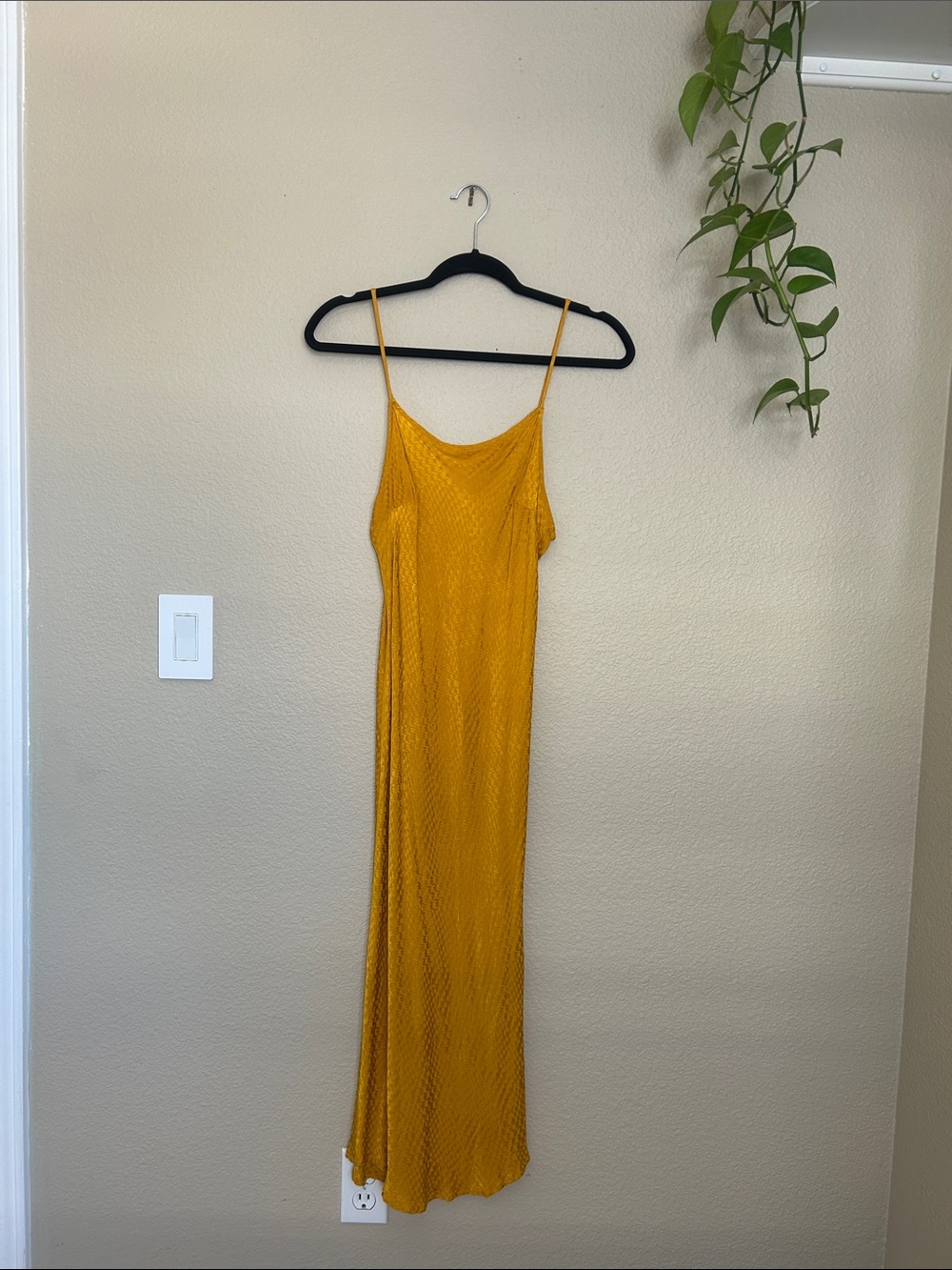 a new day Mustard Yellow Slip Midi Dress with Spaghetti Straps